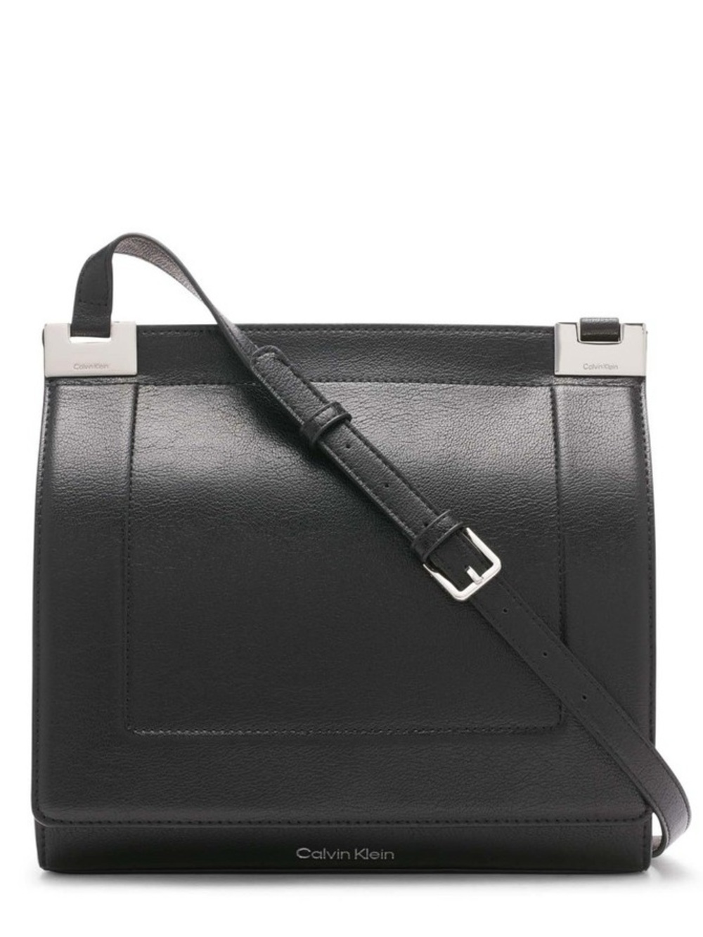 Calvin Klein Palm Organizational Flap Messenger Crossbody Bag Black